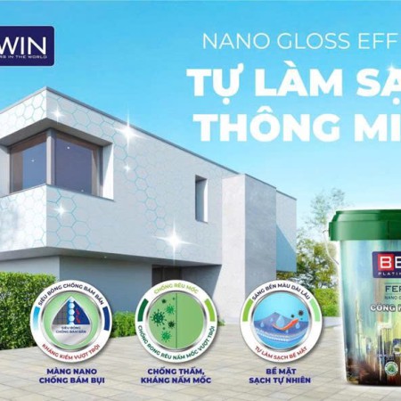 SƠN NGOẠI THẤT CAO CẤP| CHỐNG BÁM BẨN, TỰ LÀM SẠCH THÔNG MINH - BEWIN NANO GLOSS EFFECT 