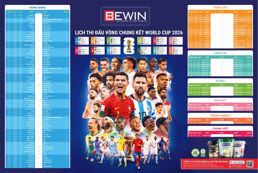 Lịch World Cup 2026 Mới Nhất – Gắn Kết Đam Mê Cùng Sơn Bewin